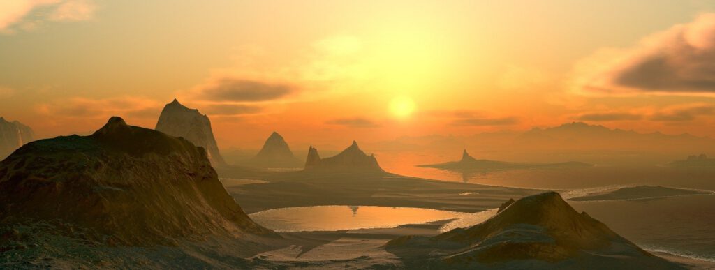 Photo: Sunset over landscape