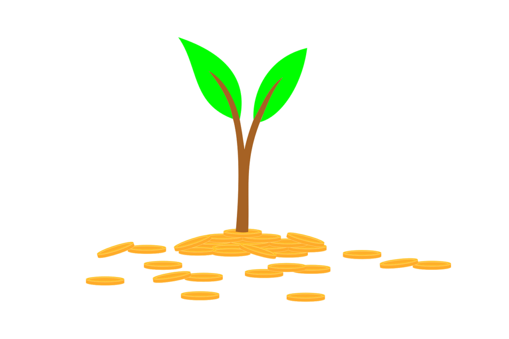 Picture: Sprout growing from gold coins