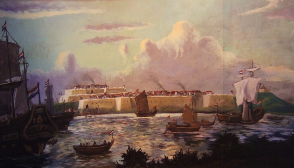Mural of the 17th-century Dutch Fortress—Fort Zeelandia—in southwestern Taiwan.