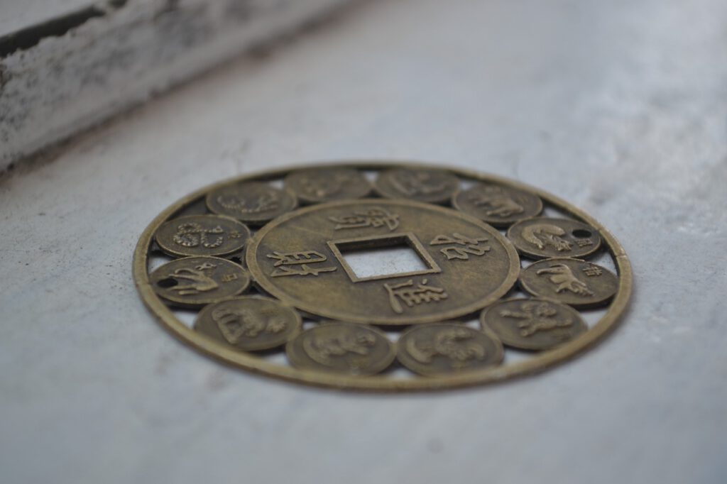 Photo: Chinese coin with zodiac engravings