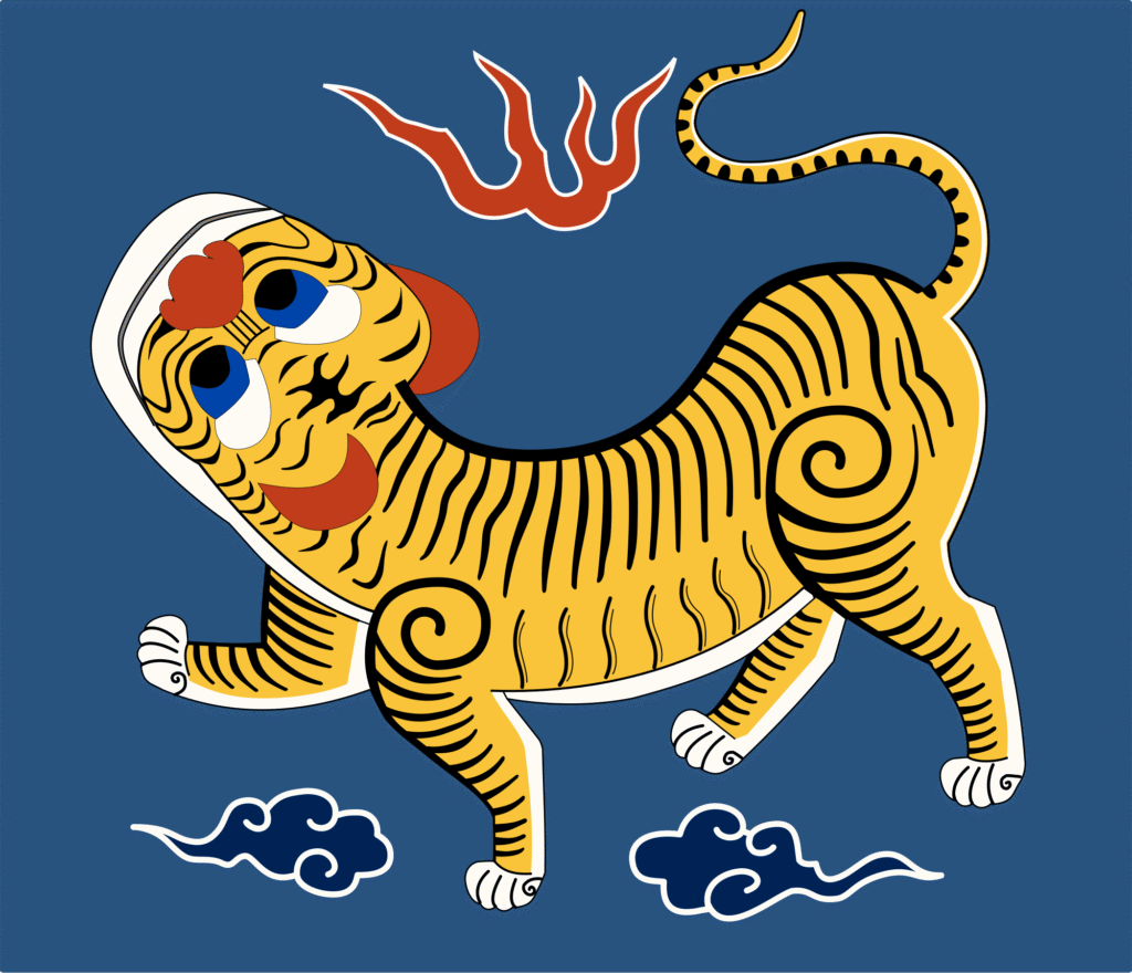 Flag of the 1895 Republic of Formosa featuring a tiger as the country's national symbol